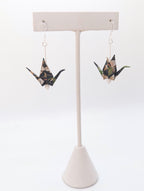 Dark Forest, Moonstone Origami Crane Earrings