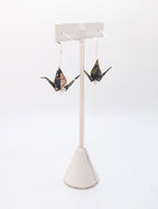 Dark Forest, Moonstone Origami Crane Earrings