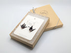 Deep Purple Origami Crane Earrings, Amethyst and Blue Goldstone - Gold Wires - Small