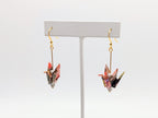 Multicolor, White Agate Origami Crane Earrings