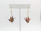 Multicolor, White Agate Origami Crane Earrings