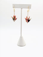 Multicolor, White Agate Origami Crane Earrings