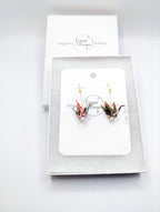 Multicolor, White Agate Origami Crane Earrings